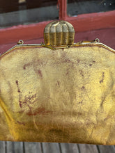 Load image into Gallery viewer, 1940s gold leather wristlet