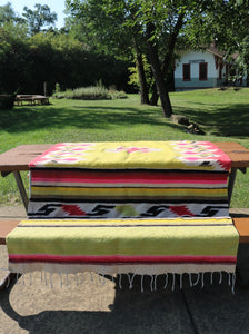 Neon and pink wool pattern rug