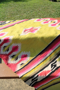 Neon and pink wool pattern rug