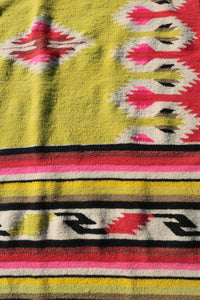 Neon and pink wool pattern rug