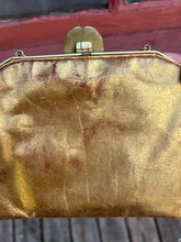 Load image into Gallery viewer, 1940s gold leather wristlet