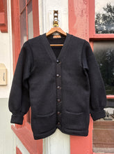 Load image into Gallery viewer, Vintage 1940s Englewood Knitting Mills Varsity sweater black wool knit signature