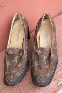 Distressed Louis Vuitton heels (for decor) pre 80s style