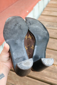 Distressed Louis Vuitton heels (for decor) pre 80s style