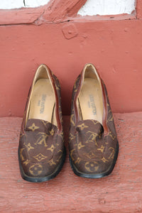 Distressed Louis Vuitton heels (for decor) pre 80s style