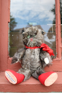 vintage handmade mohair cat stuffed animal