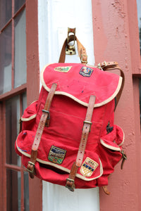 RARE Camp & Trail New York Swiss style camping backpack with patches