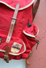 Load image into Gallery viewer, RARE Camp &amp; Trail New York Swiss style camping backpack with patches