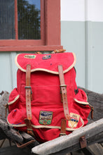 Load image into Gallery viewer, RARE Camp &amp; Trail New York Swiss style camping backpack with patches