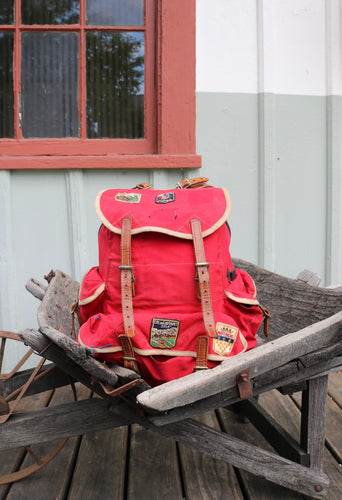 RARE Camp & Trail New York Swiss style camping backpack with patches