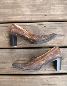 Distressed Louis Vuitton heels (for decor) pre 80s style