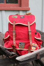 Load image into Gallery viewer, RARE Camp &amp; Trail New York Swiss style camping backpack with patches