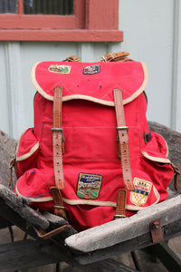 RARE Camp & Trail New York Swiss style camping backpack with patches