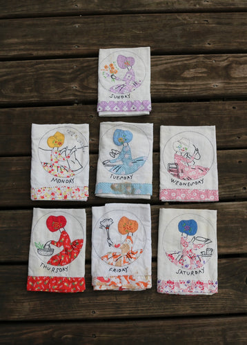 Embroidered 7 days kitchen towels